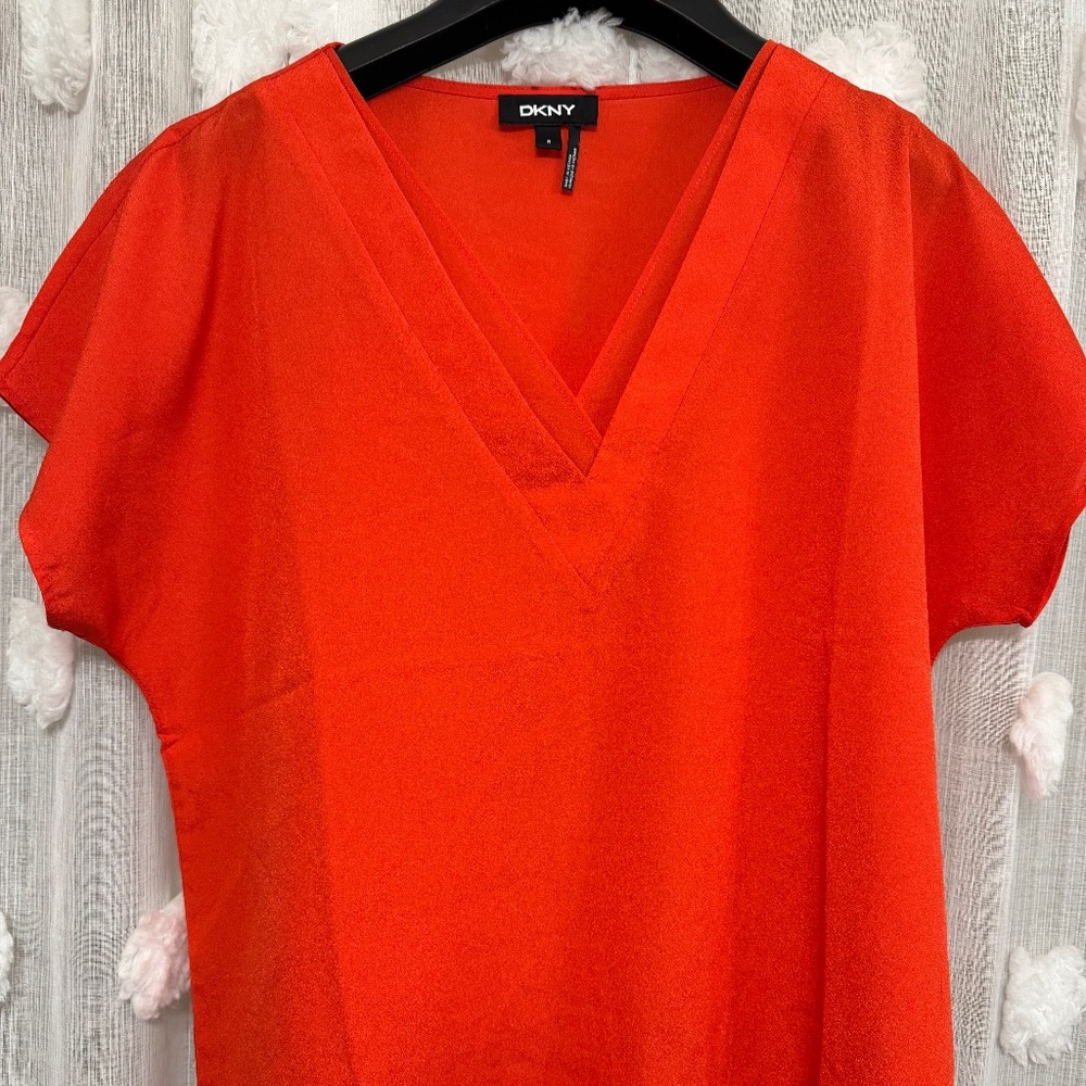 DKNY Red Short Sleeved Blouse